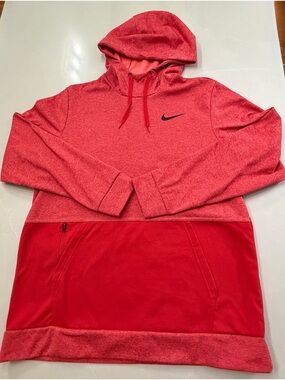 Men’s Nike Red Two-Tone Heather Pullover Therma-Fit Hoodie, L